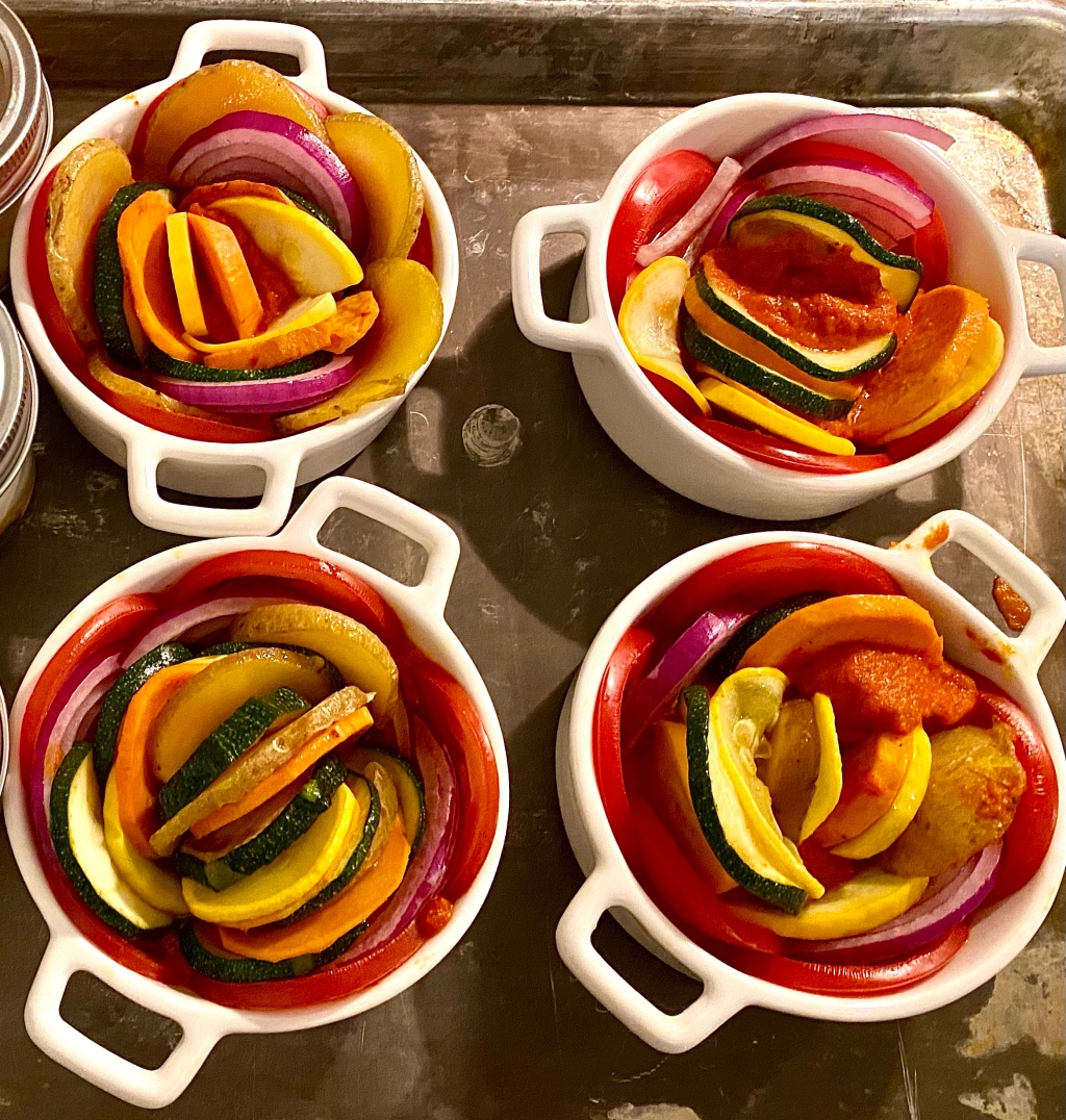 Fall ratatouille with sweet potatoes and herbs